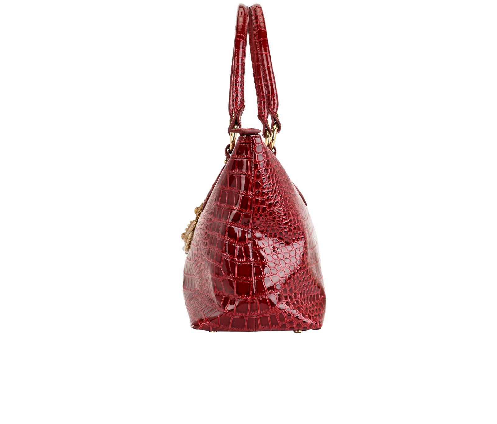 East West Croc Effect Shoulder Bag, &pound;150, Handbags, Red, Leather, Bottom view
